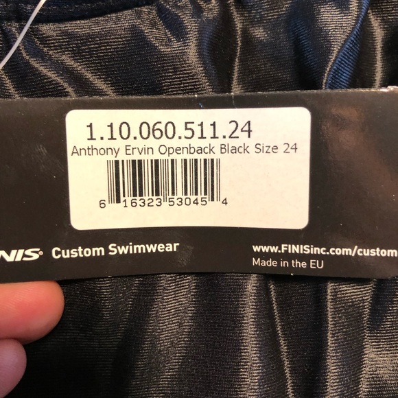 Finis Anthony Ervin Openback Black Size 24 Youth - Picture 2 of 5